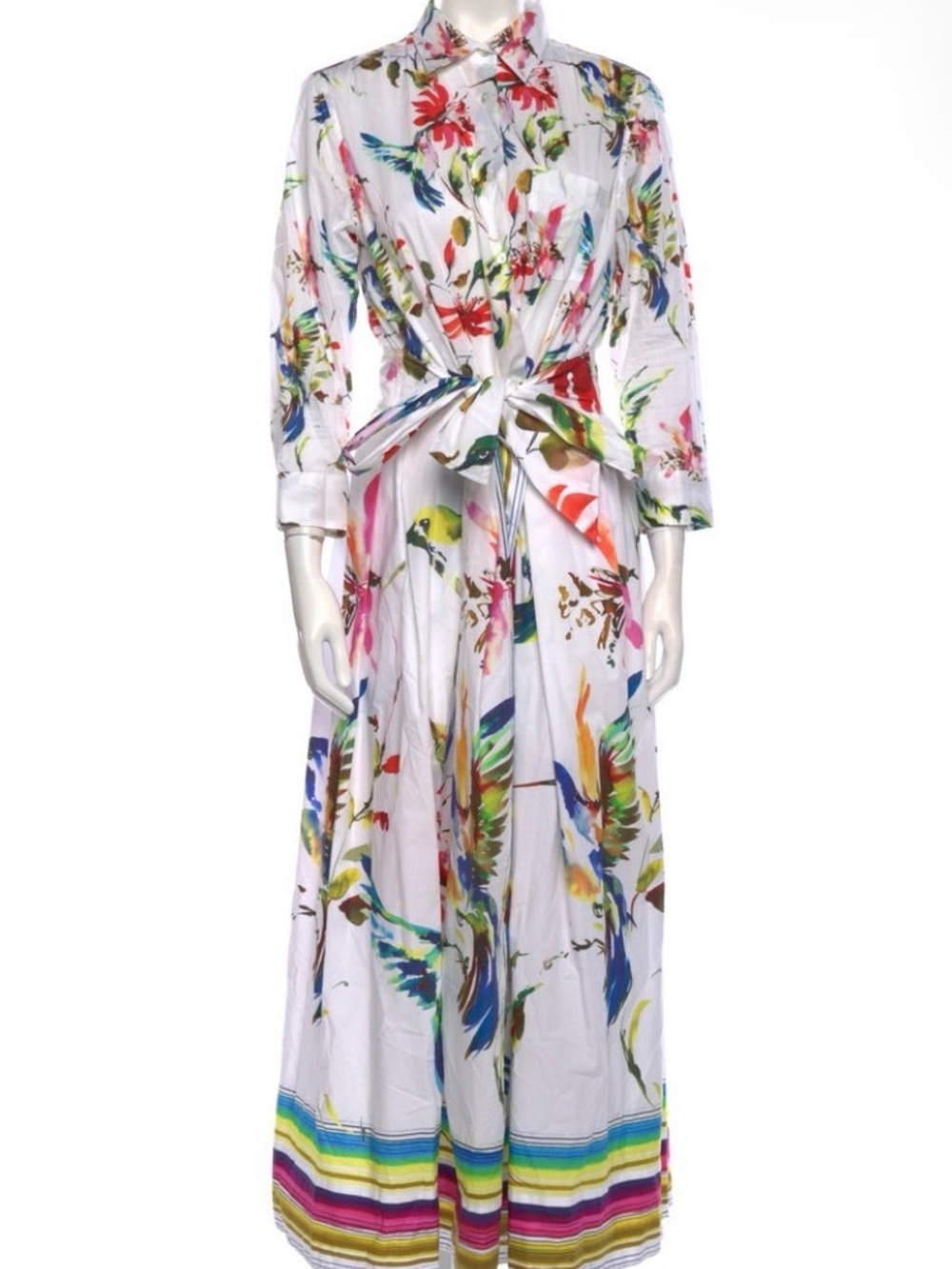 Sara roka White Floral Tie-Waist Maxi Dress